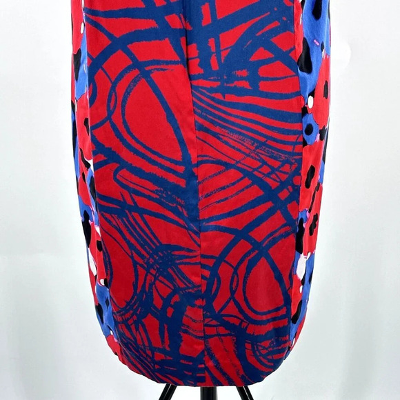 DKNY Dress Women 4 Silk Abstract Print Lined Zip Sleeveless Round Neckline Artsy - Picture 6 of 9